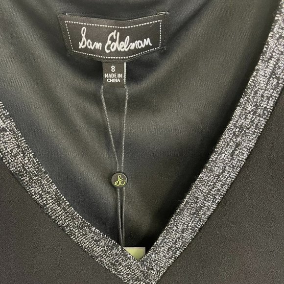 SAM EDELMAN Metallic Trim Long Sleeve Shift Dress Size 8 - Picture 4 of 5